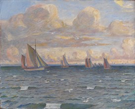Ships in the Sound, 1910-1917. Creator: Poul S. Christiansen.