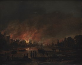 Fire at a Village by Night, 1618-1677. Creator: Aert van der Neer.