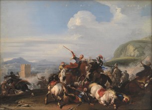 Battle Scene with Turkish Cavalry, 1636-1675. Creator: Jacques Courtois.