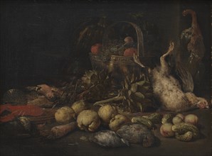 Still Life with Fruit and Birds, 1636-1691. Creator: Peeter Gysels.