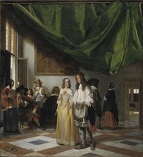 Interior with a Young Couple and People Making Music, 1644-1683. Creator: Pieter de Hooch.