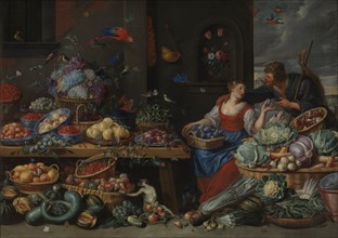 Fruit and Vegetable Market with a Young Fruit Seller, 1650-1660. Creator: Jan van Kessel.