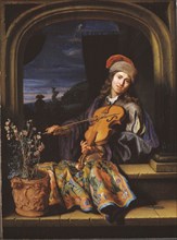 A Violin Player, 1654-1684. Creators: Gaspar Netscher, Pieter Cornelisz. van Slingeland.