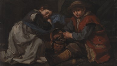 A Girl and a Boy with a Braizer. (Allegory of "Winter"), 1655-1660. Creator: Bernhard Keil.