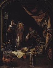 A Visit to the Doctor; A Doctor Examining Urine, 1660-1665. Creator: Gerrit Dou.