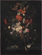 Bouquet of Flowers in a Glass Vase, 1685. Creator: Maria van Oosterwijck.