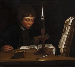 Boy Reading at Artificial Light, 1763-1764. Creator: Jens Juel.