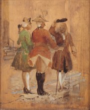 Holberg greets Jacob von Thyboe and Jean de France, 1825-1873. Creator: Wilhelm Marstrand.