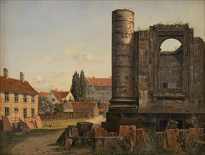 View of Marmorpladsen withe Ruins of the Uncompleted Frederik's Church in Copenhagen, 1838. Creator: Thorald Lessoe.