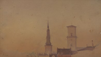 Study of the Spires of Petri Church and Church of Our Lady, 1841-1845. Creator: Wilhelm Peter Carl Petersen.