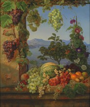 Fruits in an Italian Landscape, 1842-1843. Creator: Christine Lovmand.