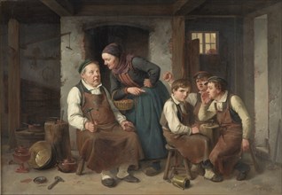 In a coppersmith's workshop, 1859. Creator: Christian Andreas Schleisner.