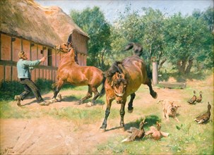Frisky horses, 1865-1887. Creator: Hans Michael Therkildsen.