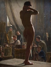Male Nude in the Studio of Bonnat, 1877. Creator: Laurits Tuxen.