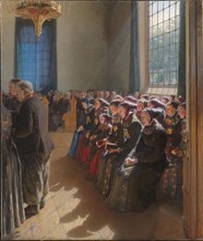 During the service in a church in Amager, 1891-1892. Creator: Carl Wentorf.