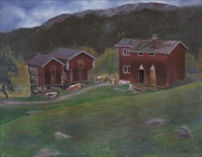 Farmyard at Åse in Telemarken, Norway, 1893. Creator: Halfdan Egedius.