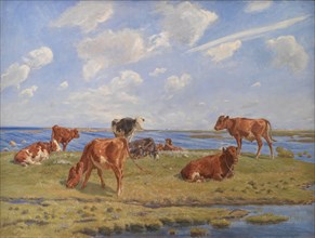 Calves by the coast, 1896. Creator: Theodor Esbern Philipsen.