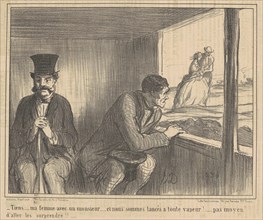 Tiens ... ma femme avec un monsieur ..., 19th century. Creator: Honore Daumier.