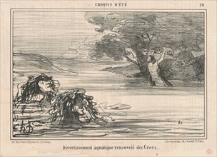 Divertissement aquatique renouvelé des Grecs, 1857.  Creator: Honore Daumier.