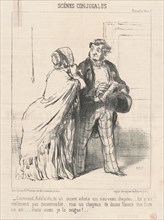 Comment ... tu as encore acheté un ... chapeau ..., 1851. Creator: Honore Daumier.