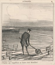 Pourvu que l'aiguilleur ne fasse rien dérailler!, 19th century. Creator: Honore Daumier.