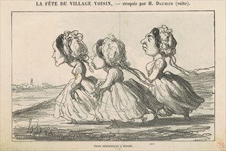 Trois demoiselles a marier; Famille bourgeoise convaincue ..., 19th century. Creator: Honore Daumier.