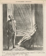 Madame ...Nous voici ... au quinze Novembre, 19th century. Creator: Honore Daumier.