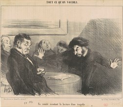 Un comité écoutant la lecture d'une tragédie, 19th century. Creator: Honore Daumier.