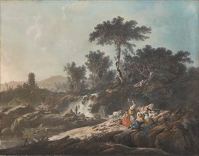 Shepherds Resting by a Stream, 1779. Creator: Jean-Baptiste Pillement.