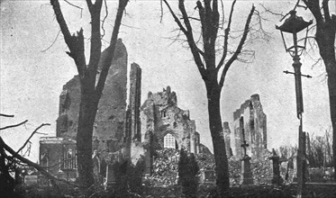 ''La seconde bataille d'Ypres; L'eglise et le cimetiere de Langemarck', 1915. Creator: Unknown.