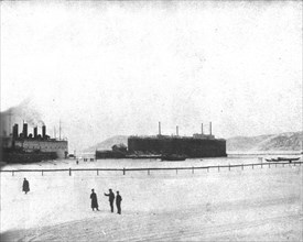 ''Pour venir combattre sur le front de France; Les ferry-boats sur le lac Baikal', 1916 (1924) Creator: Unknown.