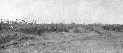 'Le depart de l'attaque; en terrain reconquis: les defenses allemandes bouleversees..., 1916 (1924) Creator: Unknown.