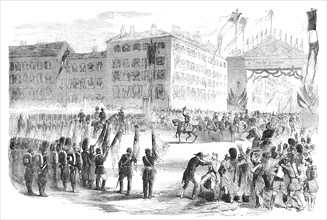 The Emperor Meeting the Crimean Troops on the Place de la Bastille, Paris, 1856.  Creator: Unknown.