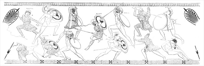 Figures upon a Vase recently found at Cumae, 1856.  Creator: Unknown.
