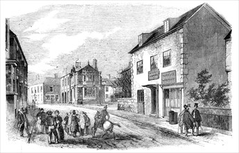 Rugeley, Staffordshire - the High-Street and Townhall, 1856.  Creator: Unknown.