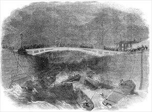 Scene of the Late Accident at the City Canal Dock-Gates, Blackwall Point, 1856.  Creator: Unknown.