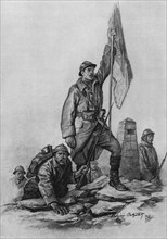 'Le retour des Serbes en Serbie; le 30 septembre 1916, les soldats de la troisieme armee..., 1916. Creator: Vladimir Betzitch.