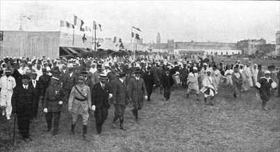 'L'inauguration de la Foire de Fez; le general Lyautey, resident general du Maroc..., 1916. Creator: Schmit et Ratel.