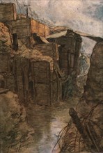 'Trois aquarelles du front; Tranchee entre Bethincourt et le bois de Forges, 1916. Creator: Douy Pascault.