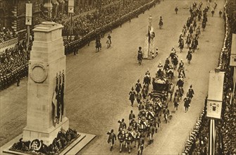 'The State Coach Passing the Cenotaph', 1937. Creator: Photochrom Co Ltd of London.