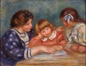 La Leçon (Bielle, l'institutrice et Claude Renoir lisant), c. 1906. Creator: Renoir, Pierre Auguste (1841-1919).