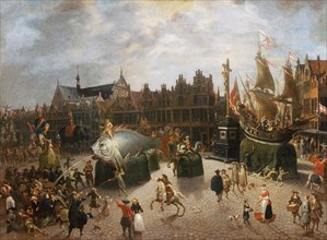 Carnival floats on the Meir in Antwerp, 1670. Creator: Bie, Erasmus de (1629-1675).