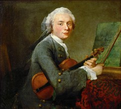 Young Man with a Violin. Charles Théodose Godefroy (1718-1796), eldest son of the jeweler Charles Go Creator: Chardin, Jean-Baptiste Siméon (1699-1779).