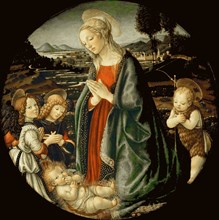 The Virgin Adoring the Christ Child with Saint John the Baptist and Two Angels, Last quarter of 15th Creator: Botticini, Francesco (1446-1497).