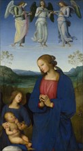 The Virgin and Child with an Angel (Panel from an Altarpiece, Certosa), c. 1500. Creator: Perugino (ca. 1450-1523).