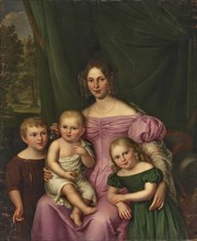 Duchess Helene of Württemberg (1807-1880), Princess of Hohenlohe-Langenburg. with children. Creator: Rothe, Carl (1810-1865).