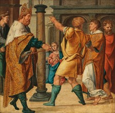 Pope Marcellus ordains Cyriacus as a Deacon (Cyriacus altar from St. Kunibert in Cologne), after 153 Creator: Bruyn, Bartholomaeus (Barthel), the Elder (1493-1555).