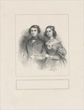 Portrait of Thelma Herdlitz (1818-1896) with her husband Émile Taigny (1810-1875), 1836. Creator: Gavarni, Paul (1804-1866).