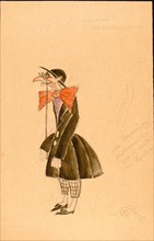 Costume design for the play "Sherlock Holmes and Nick Carter" in the Proletcult Theatre, 1922. Creator: Eisenstein, Sergei Mikhailovich (1898-1948).