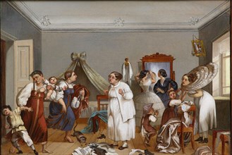 Preparations for a ball in a merchant house, Mid of the 19th century. Creator: Anonymous.